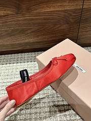 Kitlife Miu Miu Women's Red Satin Ballerina Strap Flats  - 6