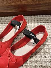Kitlife Miu Miu Women's Red Satin Ballerina Strap Flats  - 3
