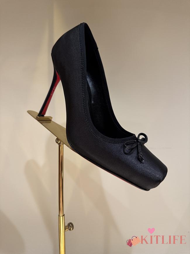 Kitlife Christian Louboutin Cassia Nodo Crepe Black Satin 100mm - 1