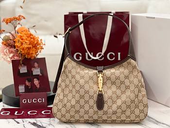 Kitlife Gucci Jackie 1961 Medium Shoulder Bag Beige GG Canvas 863136 31.5x22x4.5cm