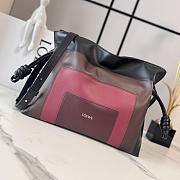 Kitlife Loewe x Albers Flamenco Medium Clutch Bag in Black & Burdundy Nappa Leather 30x24.5x10.5cm - 1