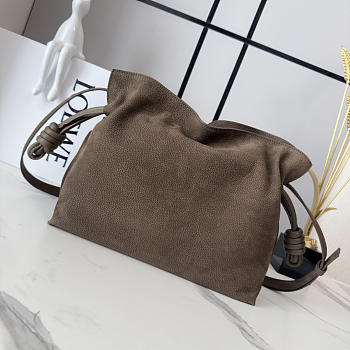 Kitlife Loewe Medium Grained Nubuck Flamenco Bag Dark Brown 30x24.5x10.5cm