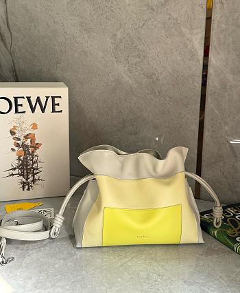 Kitlife Loewe x Albers Flamenco Medium Clutch Bag in Yellow & Off-white Nappa Leather 30x24.5x10.5cm