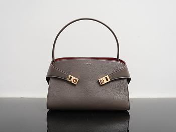 Kitlife Ferragamo Hug Soft Grey Leather Handbag 34x25.5x15.5cm 