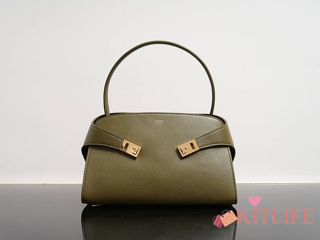 Kitlife Ferragamo Hug Soft Green Olive Leather Handbag 34x25.5x15.5cm  - 1