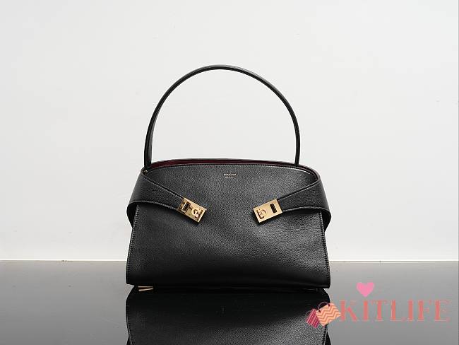 Kitlife Ferragamo Hug Soft Black Leather Handbag 34x25.5x15.5cm  - 1