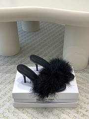 Kitlife Balenciaga Boudoir Feather-trimmed Mules Black 75mm - 1