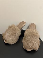 Kitlife Balenciaga Plush Tail Kitten Heel Slippers Beige 65mm - 2