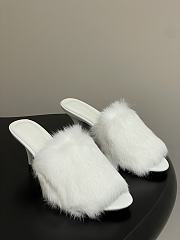 Kitlife Balenciaga Plush Tail Kitten Heel Slippers White 65mm - 1