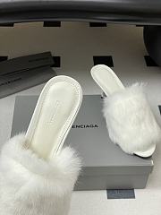 Kitlife Balenciaga Plush Tail Kitten Heel Slippers White 65mm - 6