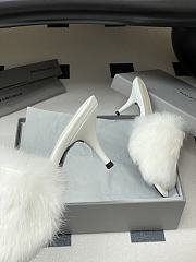 Kitlife Balenciaga Plush Tail Kitten Heel Slippers White 65mm - 5