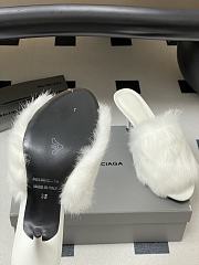 Kitlife Balenciaga Plush Tail Kitten Heel Slippers White 65mm - 4