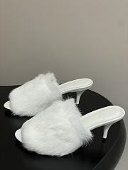 Kitlife Balenciaga Plush Tail Kitten Heel Slippers White 65mm - 3