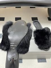 Kitlife Balenciaga Plush Tail Kitten Heel Slippers Black 65mm  - 5