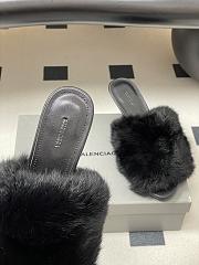 Kitlife Balenciaga Plush Tail Kitten Heel Slippers Black 65mm  - 6