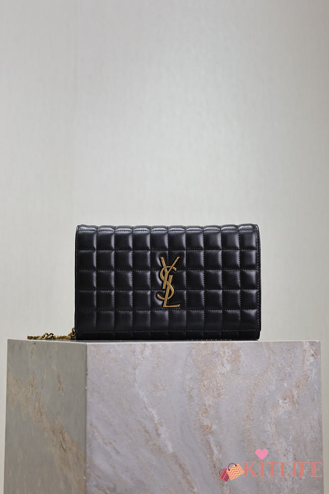 Kitlife Saint Laurent Quilted Black Leather Monogram Cassandre Chain Bag 743364 23x14x3cm  - 1