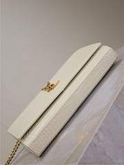 Kitlife Saint Laurent Quilted White Crocodile-embossed Leather Cassandre Chain Bag 743364 23x14x3cm  - 5