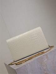 Kitlife Saint Laurent Quilted White Crocodile-embossed Leather Cassandre Chain Bag 743364 23x14x3cm  - 4
