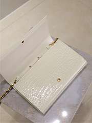 Kitlife Saint Laurent Quilted White Crocodile-embossed Leather Cassandre Chain Bag 743364 23x14x3cm  - 3