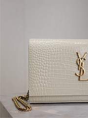 Kitlife Saint Laurent Quilted White Crocodile-embossed Leather Cassandre Chain Bag 743364 23x14x3cm  - 2