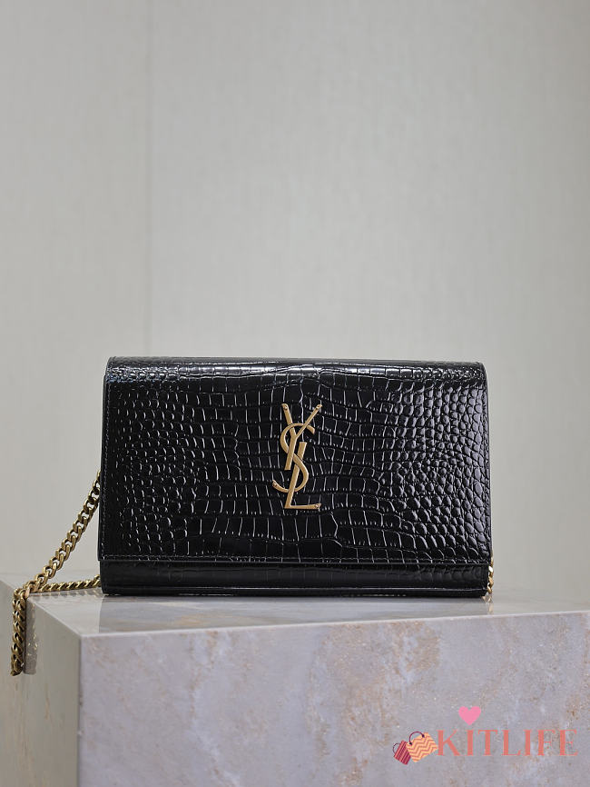 Kitlife Saint Laurent Quilted Black Crocodile-embossed Leather Cassandre Chain Bag 743364 23x14x3cm  - 1