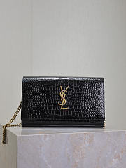 Kitlife Saint Laurent Quilted Black Crocodile-embossed Leather Cassandre Chain Bag 743364 23x14x3cm  - 1