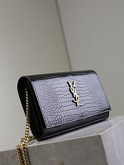 Kitlife Saint Laurent Quilted Black Crocodile-embossed Leather Cassandre Chain Bag 743364 23x14x3cm  - 6