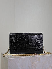 Kitlife Saint Laurent Quilted Black Crocodile-embossed Leather Cassandre Chain Bag 743364 23x14x3cm  - 2