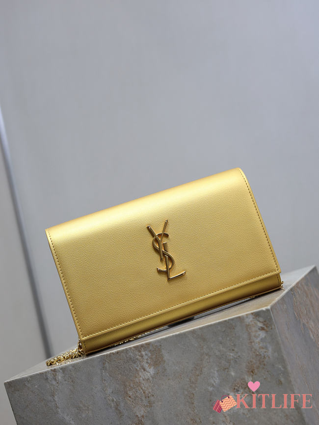 Kitlife Saint Laurent Gold Metallic Leather Cassandre Chain Bag 743364 23x14x3cm  - 1