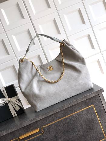Kitlife Chanel 26C Maxi Hobo Bag Grey Suede Calfskin 35x38x14cm 