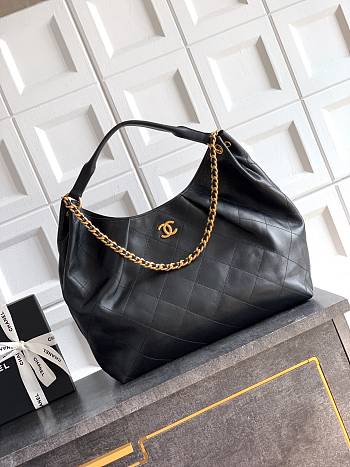 Kitlife Chanel 26C Maxi Hobo Bag Black Leather 35x38x14cm 