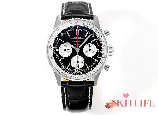 Kitlife Breitling Navitimer B01 Chronograph Watch Black & White 43mm - 1
