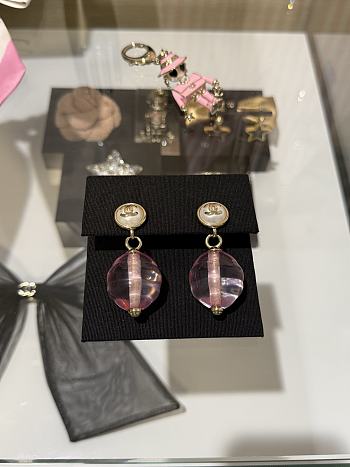 Kitlife Chanel 25K Pink Transparent Pearl Earrings Clip-on Pendant