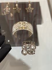 Kitlife Chanel 25S Silver Pearl Crystal Diamond Square Ring  - 5