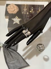 Kitlife Chanel 25S Silver Pearl Crystal Diamond Square Ring  - 2