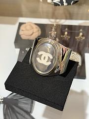 Kitlife Chanel 25S Silver Oval Mirror-Enamel Bangle with White Double C Enamel - 1