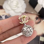 Kitlife Chanel Gold C-Dangling Silver Ball Stud Earrings  - 6