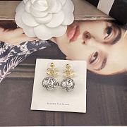 Kitlife Chanel Gold C-Dangling Silver Ball Stud Earrings  - 2