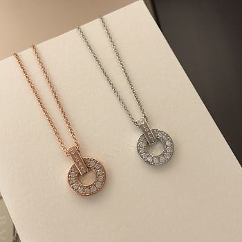 Kitlife Bvlgari Necklack With Diamond Pendant in Silver / Rose Gold