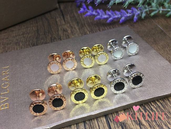 Kitlife Bvlgari Earrings With Black / White Onyx in Gold / Rose Gold / Silver - 1