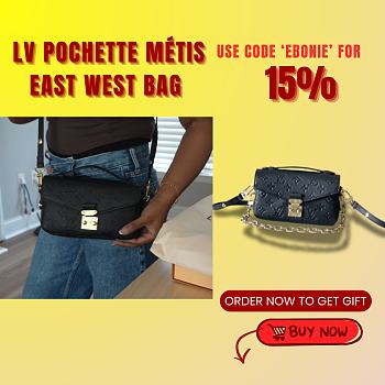 Kitlife Louis Vuitton Pochette Métis East West Bag Black 21.5x13.5x6cm