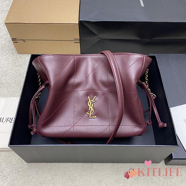Kitlife Saint Laurent Jamie Medium Shoulder Pouch In Burgundy Lambskin 862712 26×18×11cm - 1