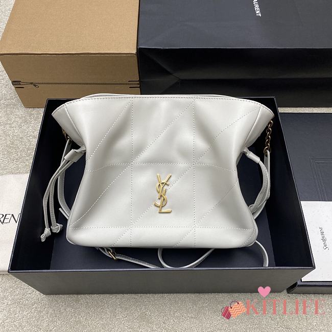 Kitlife Saint Laurent Jamie Medium Shoulder Pouch In White Lambskin 862712 26×18×11cm  - 1