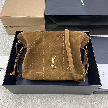 Kitlife Saint Laurent Jamie Medium Shoulder Pouch In Beige Suede 862712 26×18×11cm