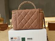 Kitlife Chanel Long Vanity With Chain Rose Brown Grained Calfskin, Imitation Pearl A96182 9.5x17x8cm - 2