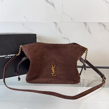 Kitlife Saint Laurent Jamie Medium Shoulder Pouch In Dark Brown Suede 862712 26×18×11cm