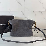 Kitlife Saint Laurent Jamie Medium Shoulder Pouch In Grey Suede 862712 26×18×11cm  - 5