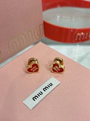 Kitlife Miu Miu Red Enamel Letter Metal Heart Earrings - 1