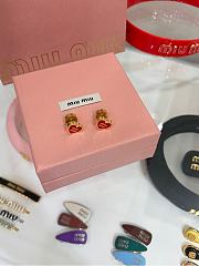 Kitlife Miu Miu Red Enamel Letter Metal Heart Earrings - 5