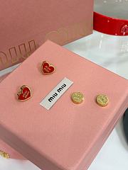 Kitlife Miu Miu Red Enamel Letter Metal Heart Earrings - 2